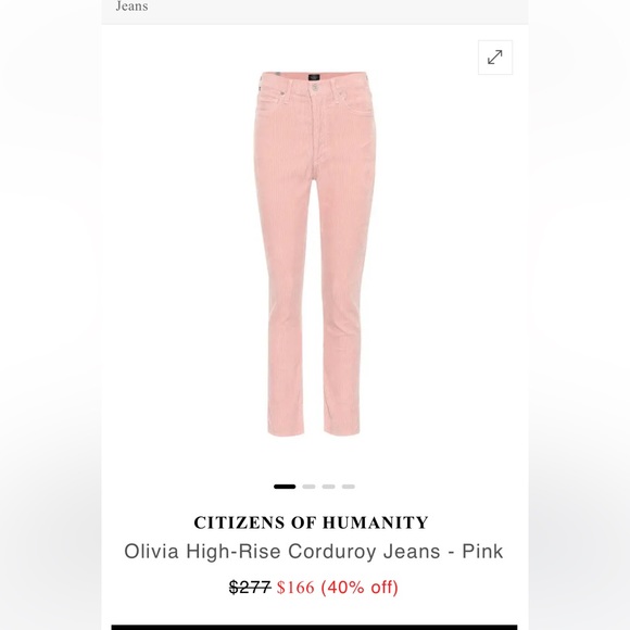 Citizens of humanity, size 24 pink cords - Picture 5 of 7